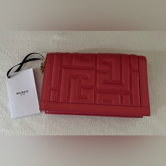 NWT, Balmain Paris 1945 Monogram Quilted Rose Leather Bag - Picture 3 of 9